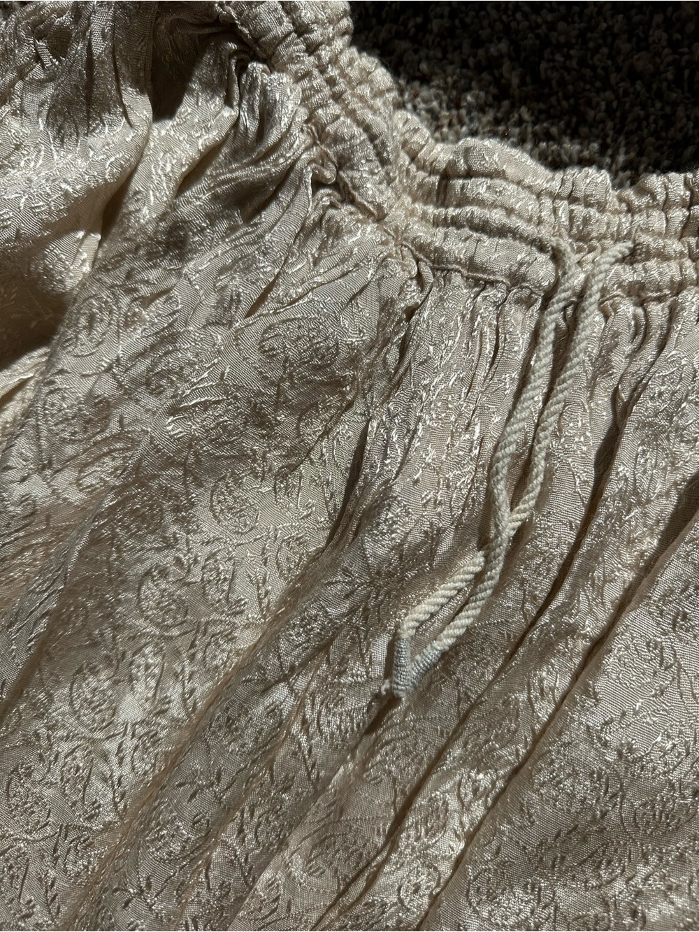 Vintage champagne maxi skirt with embroidery detail